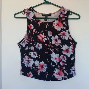 Black floral sleeveless top